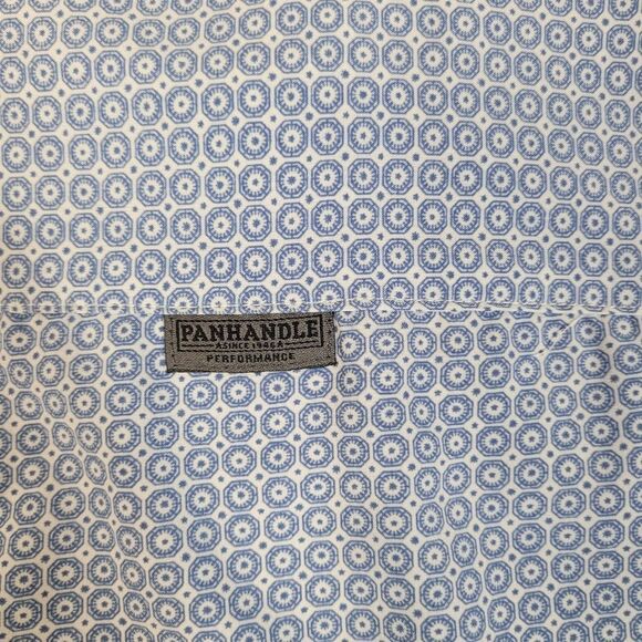 Panhandle Men's Size L Vented Button-Up Fishing Performance Shirt Blue White - Picture 9 of 16